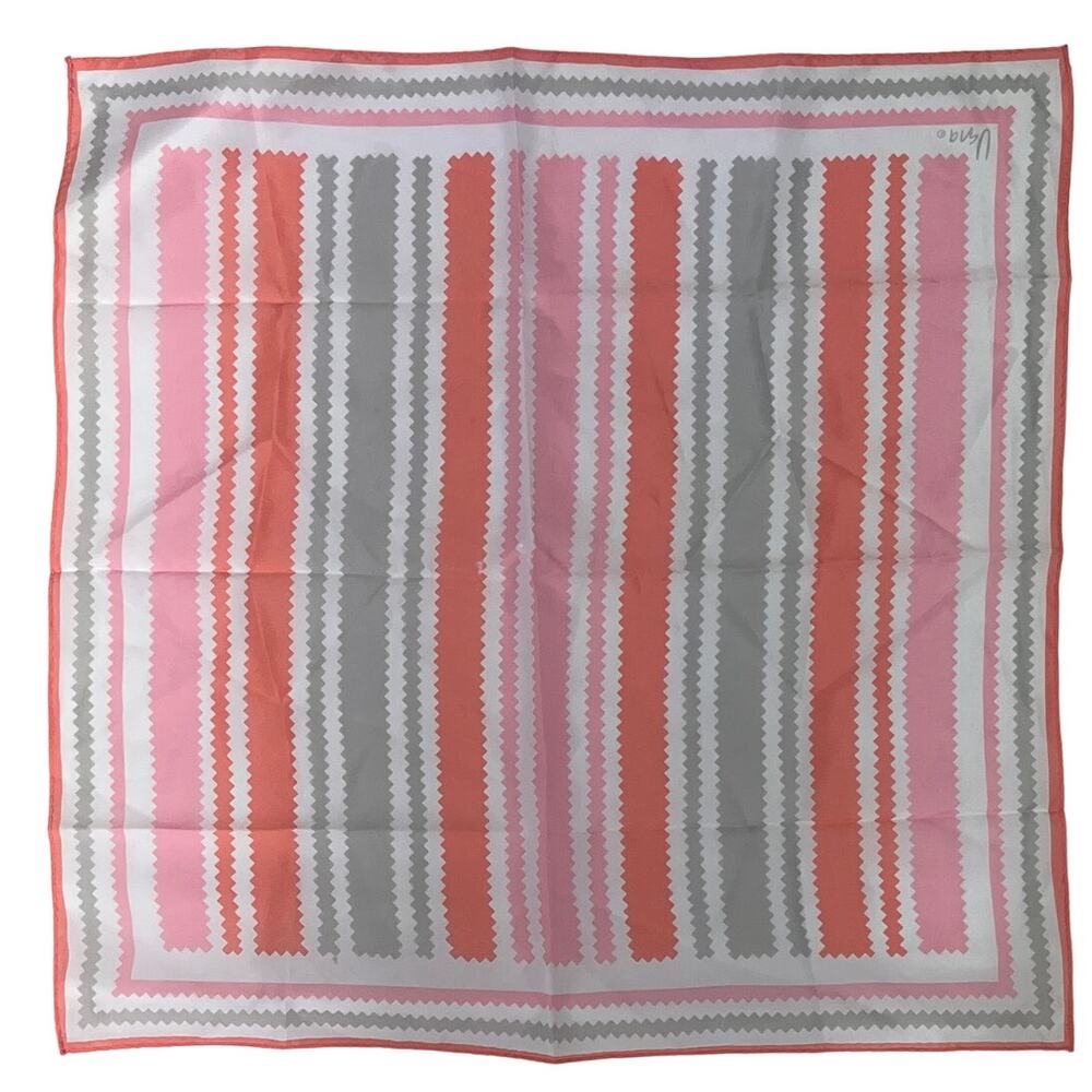 Vintage VERA Neumann Scarf ~ Signed ~ Pink Gray - 21" Square